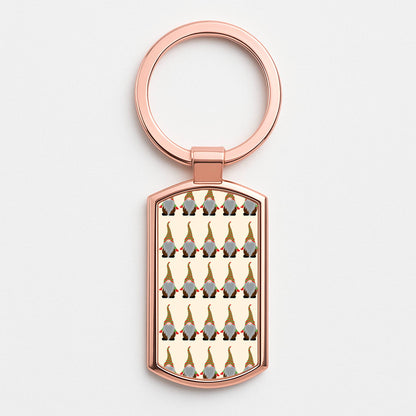 Gonk Pattern - Christmas  Rose Gold Keyring