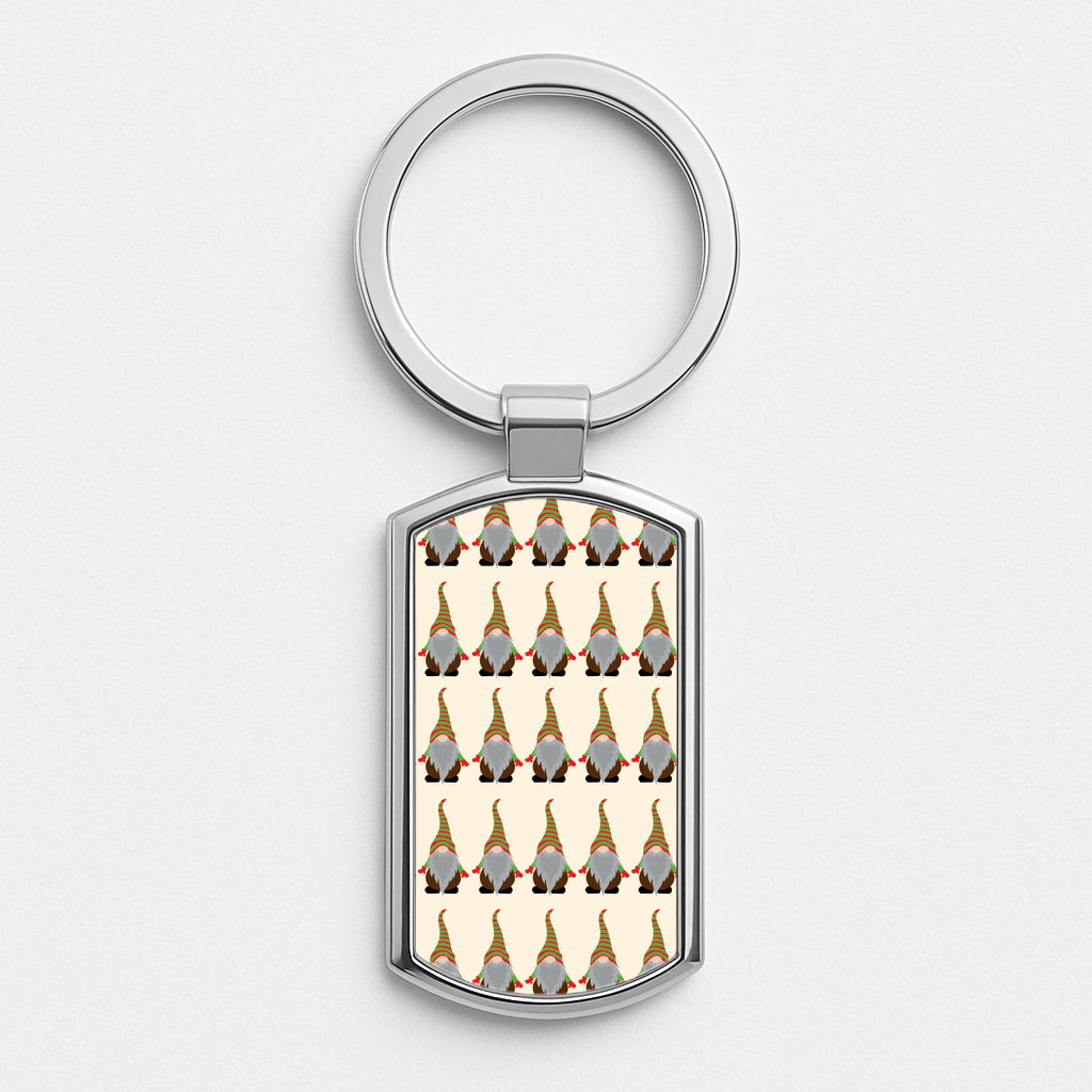 Gonk Pattern - Christmas  Silver Keyring