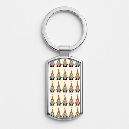 Gonk Pattern - Christmas  Silver Keyring