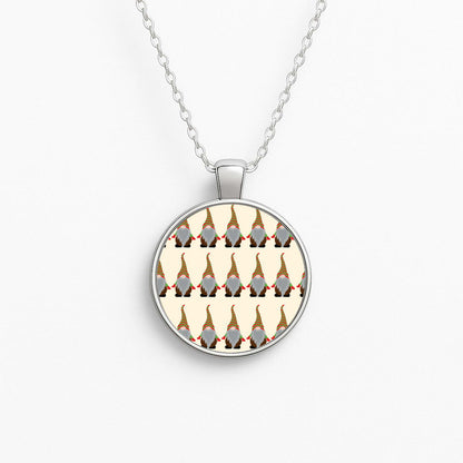 Gonk Pattern - Christmas  Circle Necklace