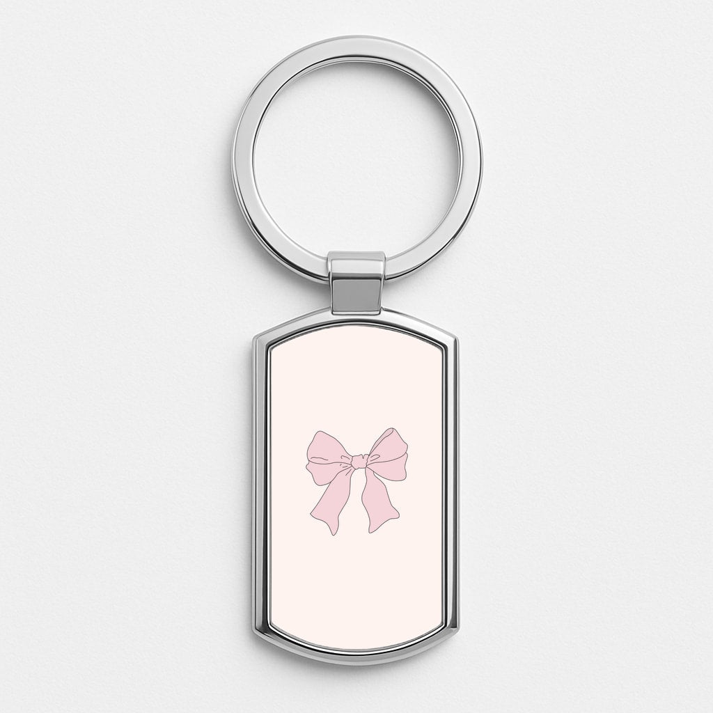 Bow - Clean Girl Aesthetic Silver Keyring