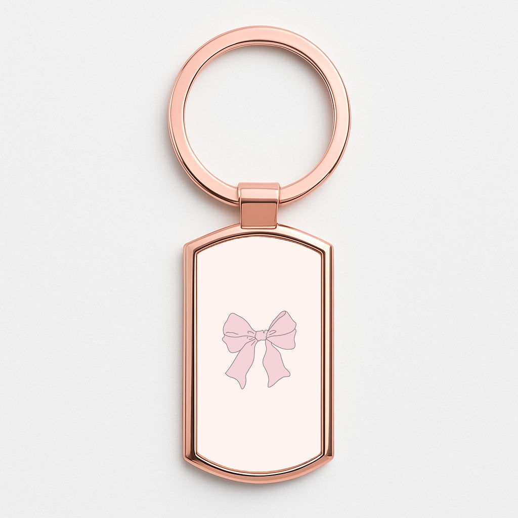 Bow - Clean Girl Aesthetic Rose Gold Keyring
