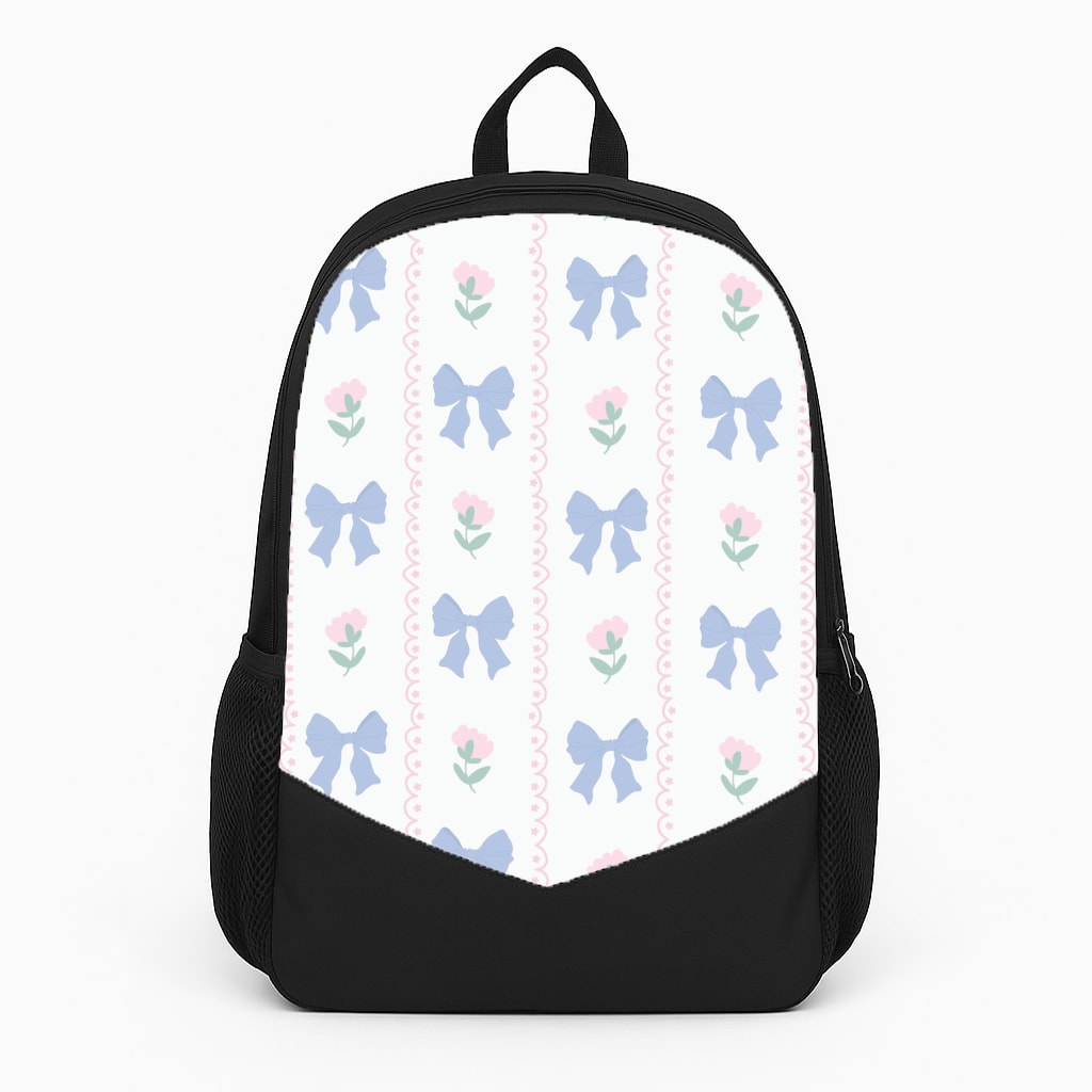 Pink Bows Pattern - Clean Girl Aesthetic Large Backpack
