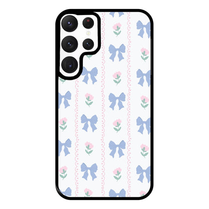 Pink Bows Pattern - Clean Girl Aesthetic Phone Case for Galaxy S22 Ultra