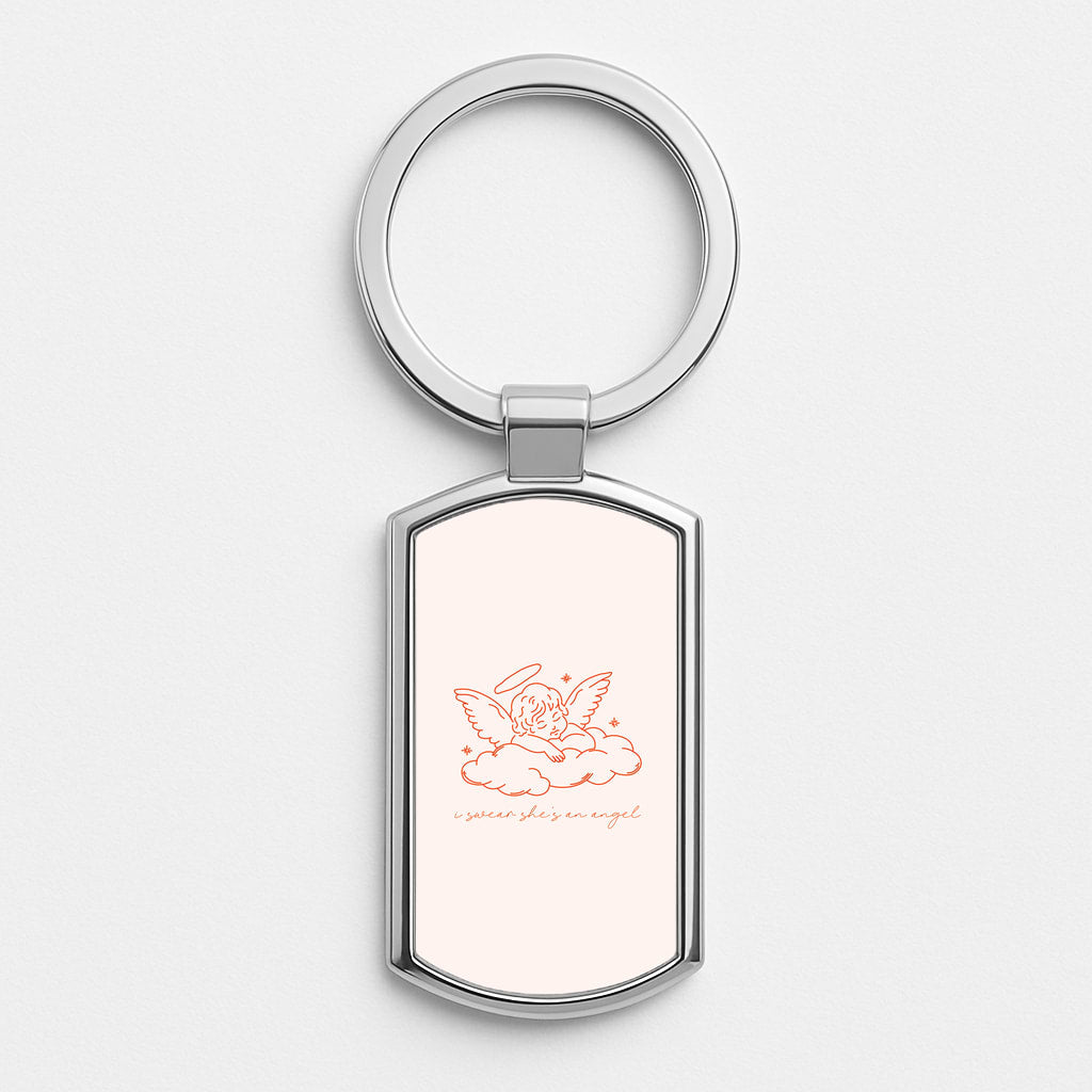 I Swear Shes An Angel - Clean Girl Aesthetic Silver Keyring