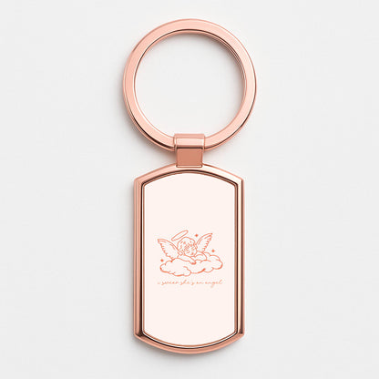 I Swear Shes An Angel - Clean Girl Aesthetic Rose Gold Keyring