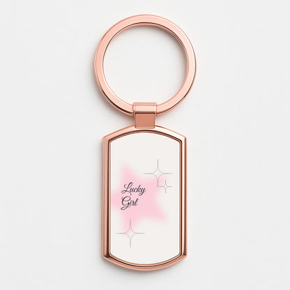Lucky Girl - Clean Girl Aesthetic Rose Gold Keyring