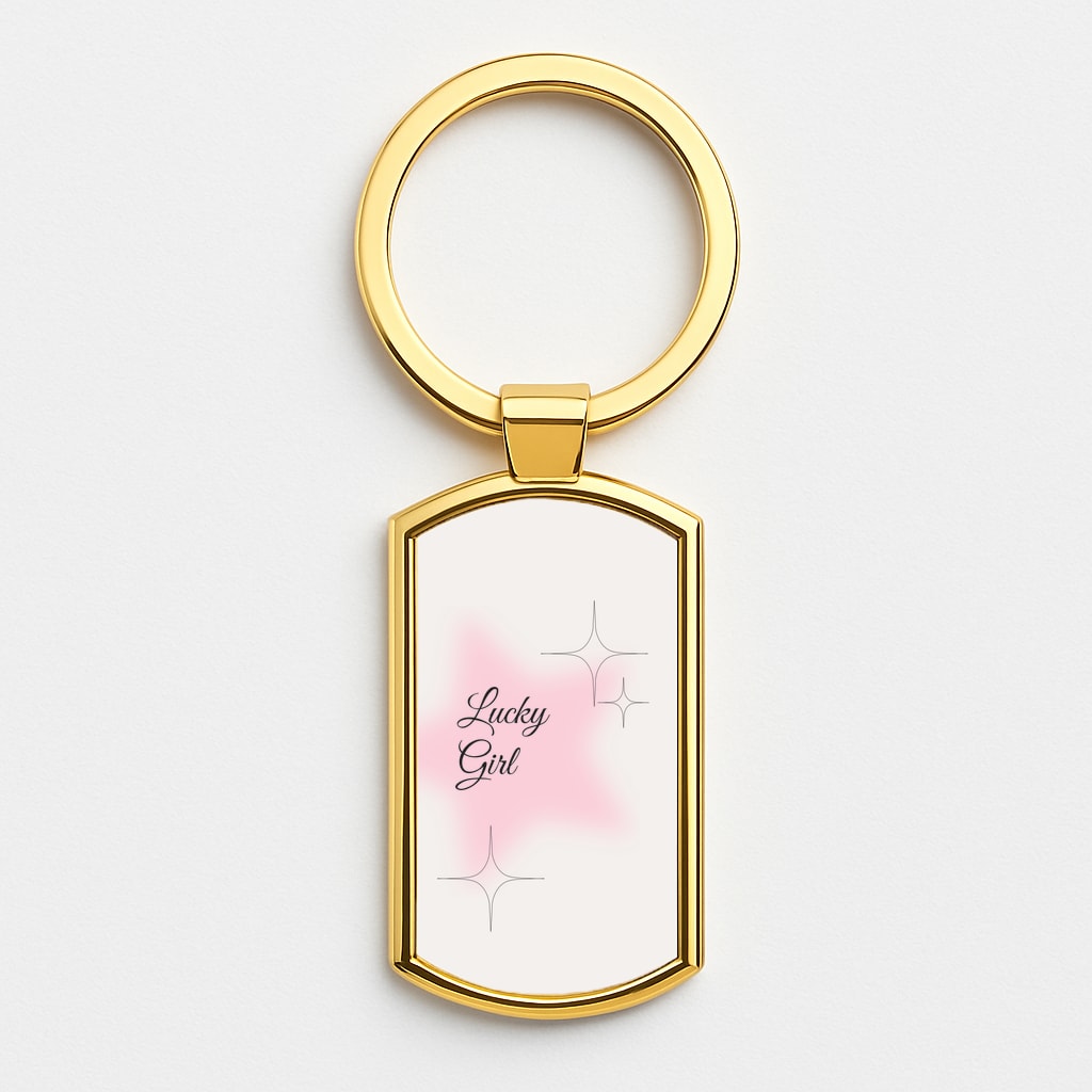 Lucky Girl - Clean Girl Aesthetic Gold Keyring