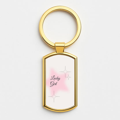 Lucky Girl - Clean Girl Aesthetic Gold Keyring