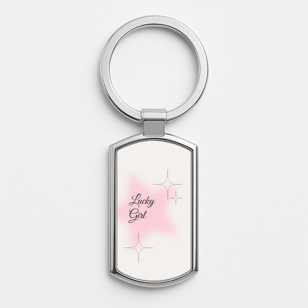 Lucky Girl - Clean Girl Aesthetic Silver Keyring