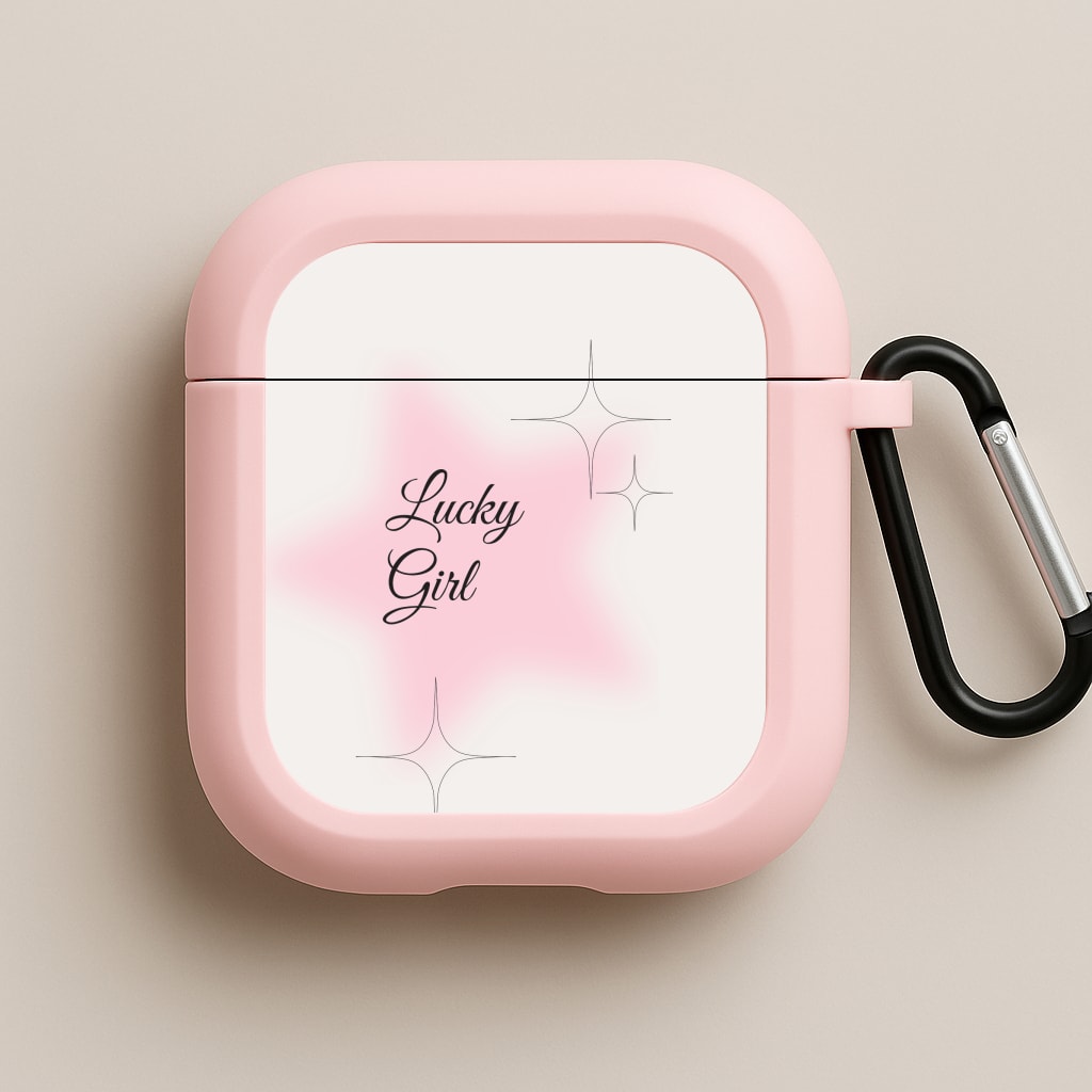 Lucky Girl - Clean Girl Aesthetic Pink AirPods Case