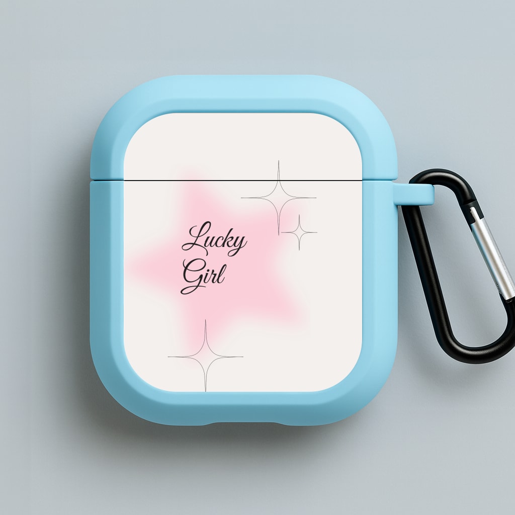 Lucky Girl - Clean Girl Aesthetic Blue AirPods Case