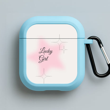 Lucky Girl - Clean Girl Aesthetic Blue AirPods Case