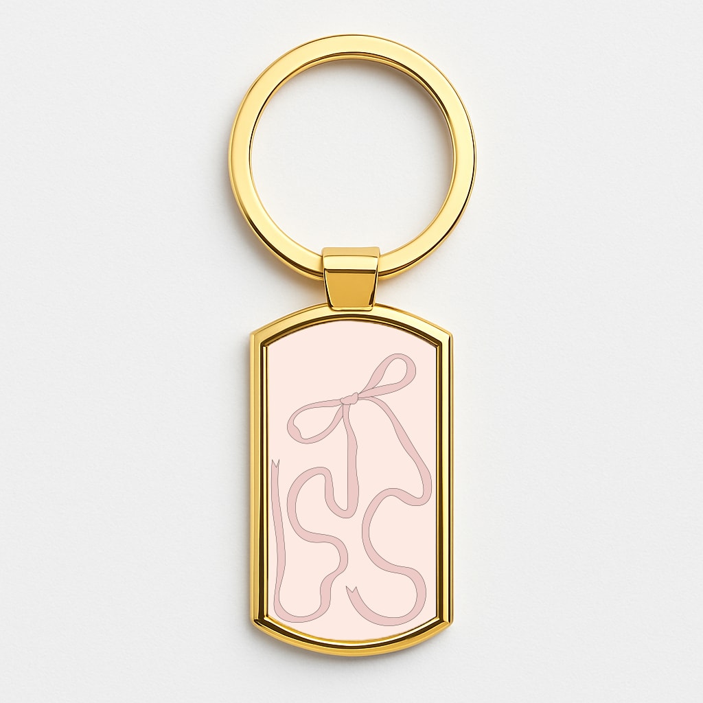 Pink Ribbon Gold Keyring