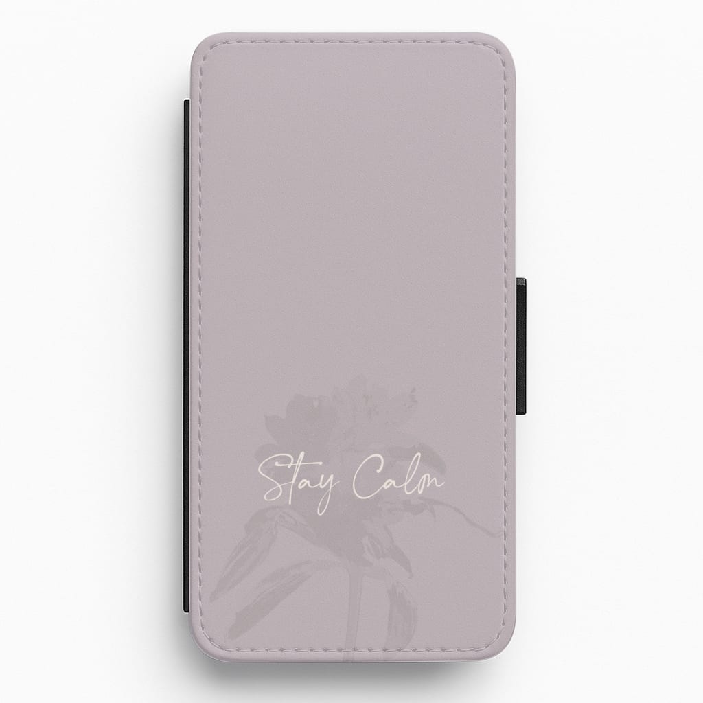 Mauve Stay Calm Flip / Wallet Phone Case