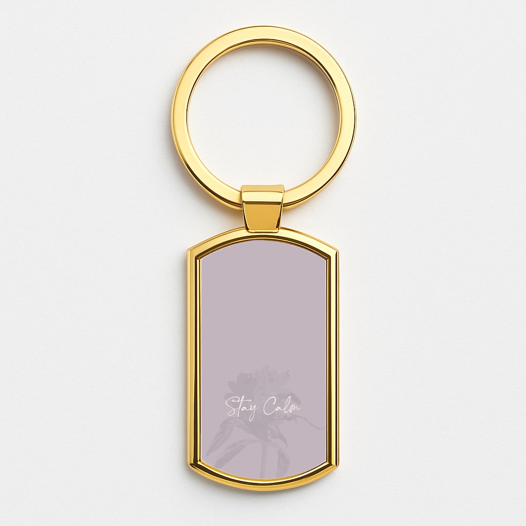 Mauve Stay Calm Gold Keyring