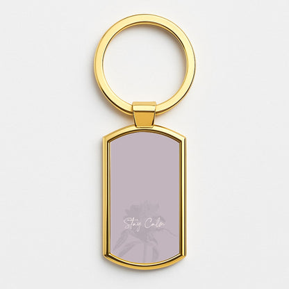 Mauve Stay Calm Gold Keyring