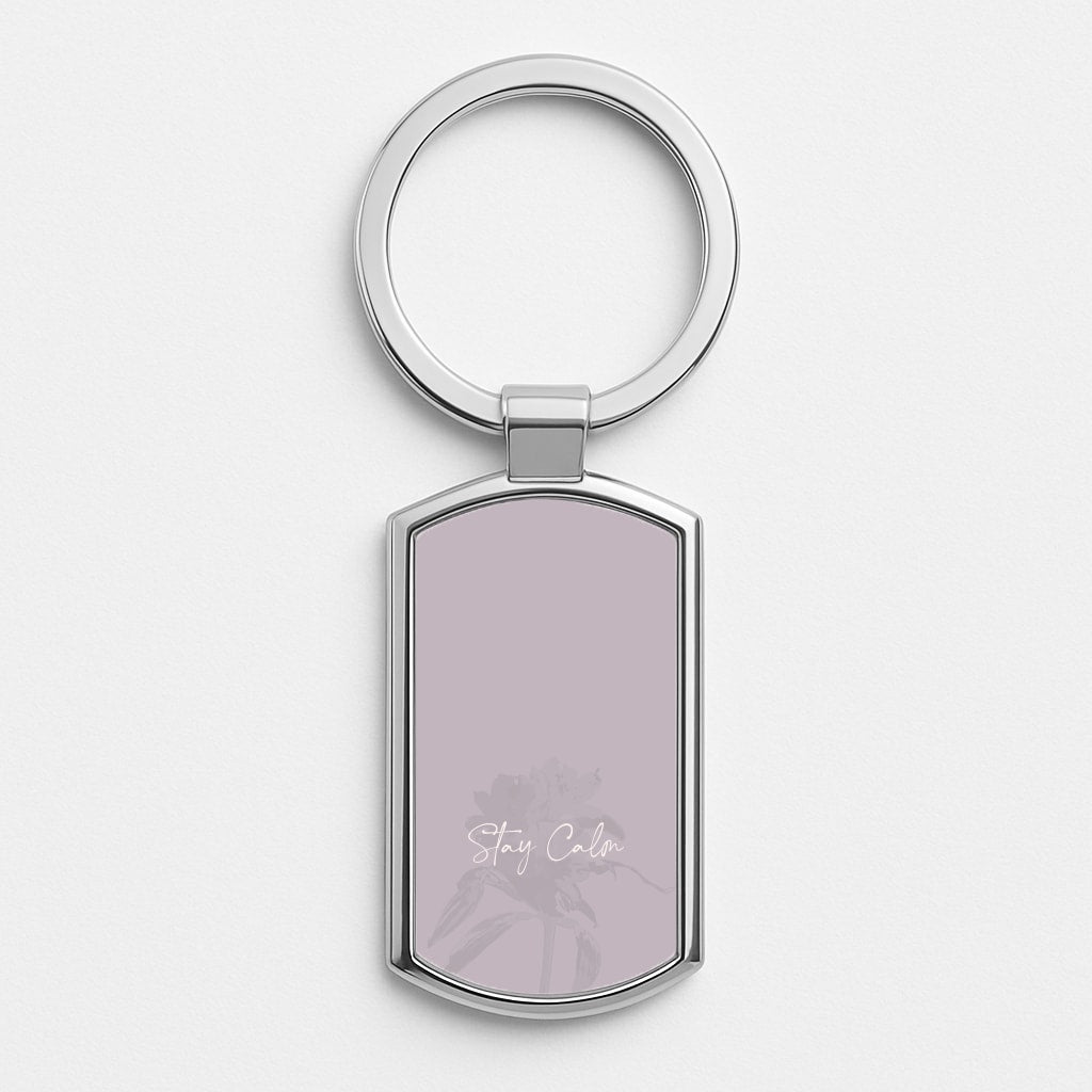 Mauve Stay Calm Silver Keyring