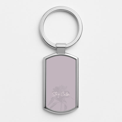 Mauve Stay Calm Silver Keyring