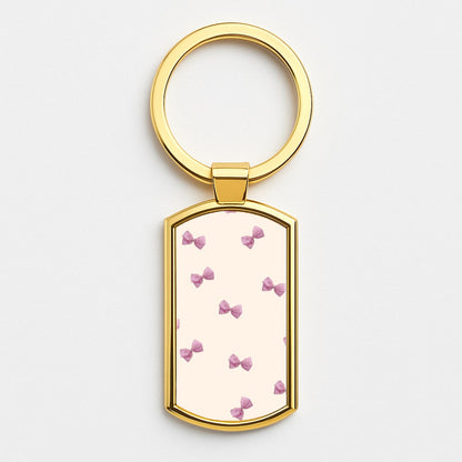 Pink Coquette Bows Gold Keyring