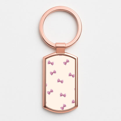 Pink Coquette Bows Rose Gold Keyring