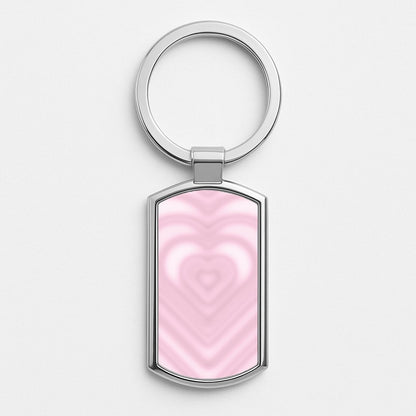 Drippy Love Heart Pink Silver Keyring
