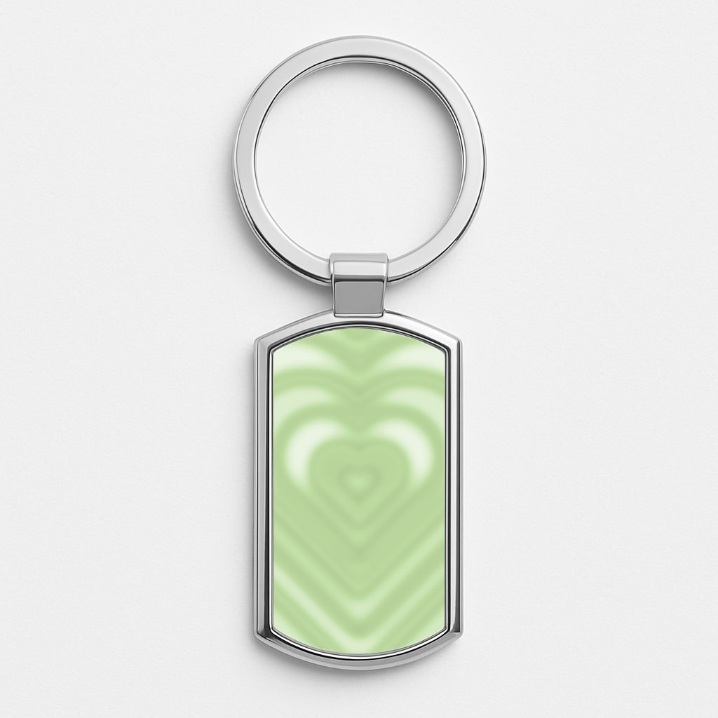 Drippy Love Heart Green Silver Keyring