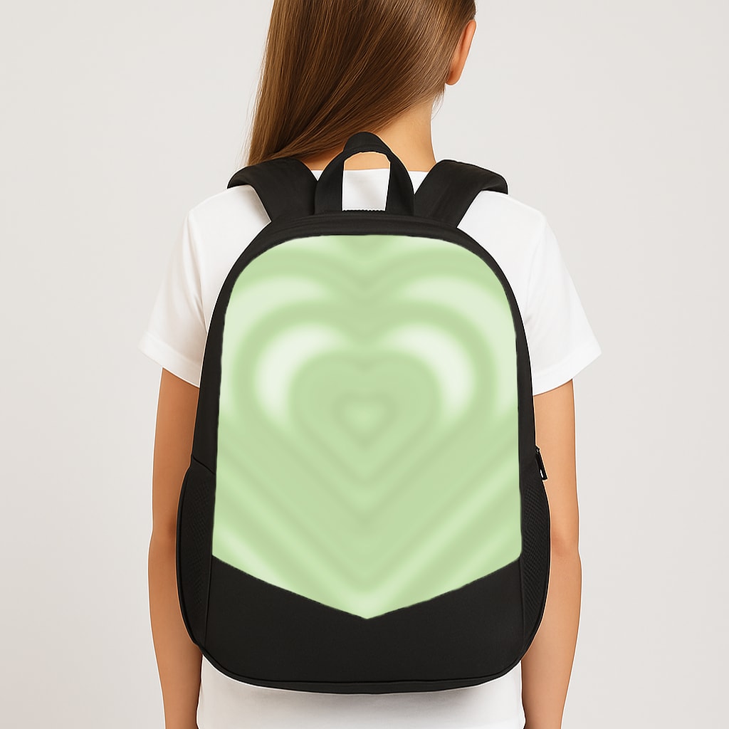 Drippy Love Heart Green Large School Bag