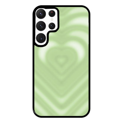 Drippy Love Heart Green Phone Case for Galaxy S22 Ultra