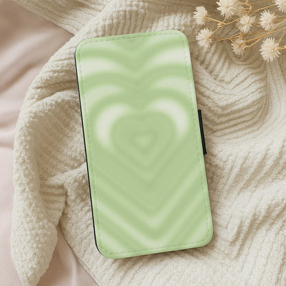 Drippy Love Heart Green Wallet Phone Case