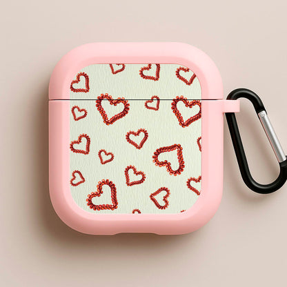 Elastic Hearts Pattern Pink AirPods Case