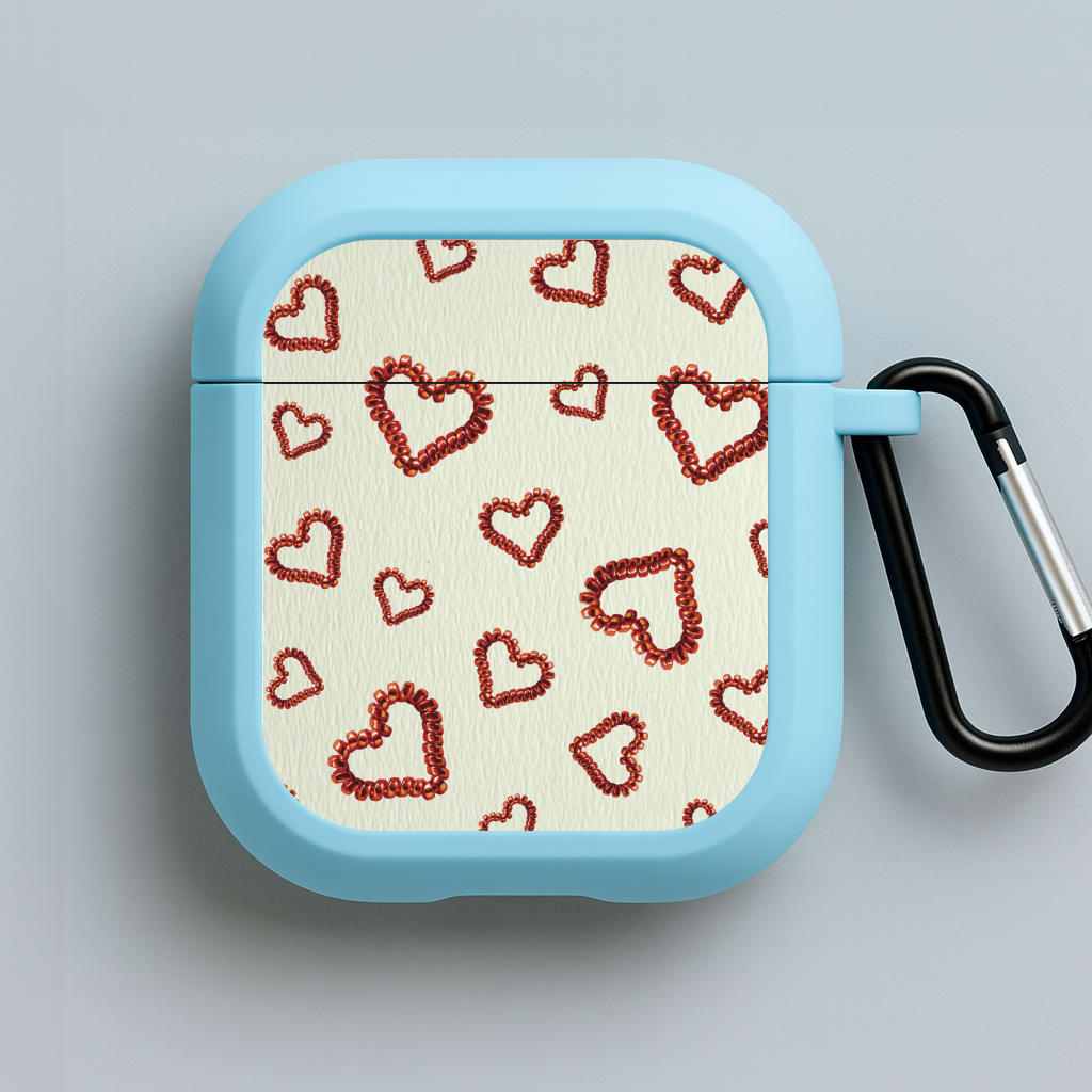 Elastic Hearts Pattern Blue AirPods Case