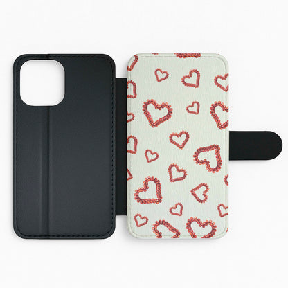 Elastic Hearts Pattern Flip / Wallet Phone Case