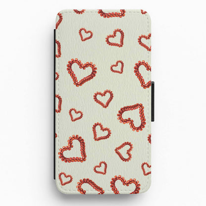 Elastic Hearts Pattern Flip / Wallet Phone Case