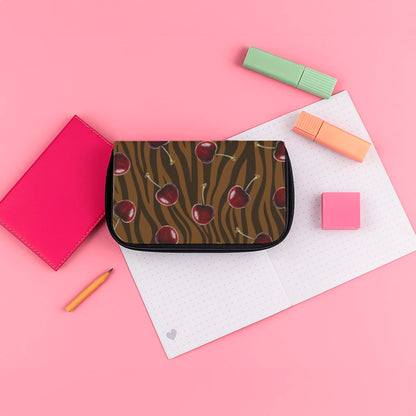 Animal Print With Cherries Pattern Pencil Case