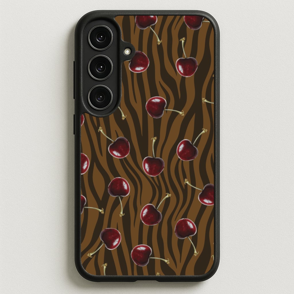 Animal Print With Cherries Pattern Phone Case for Galaxy S25FE