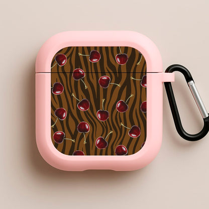 Animal Print With Cherries Pattern Pink AirPods Case