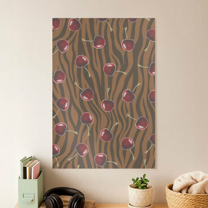 Animal Print With Cherries Pattern Poster