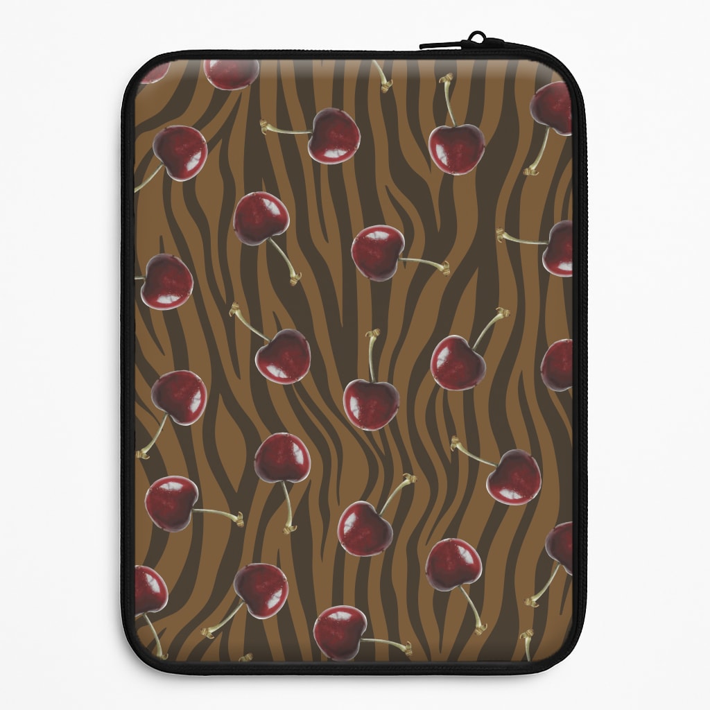 Animal Print With Cherries Pattern Laptop Sleeve