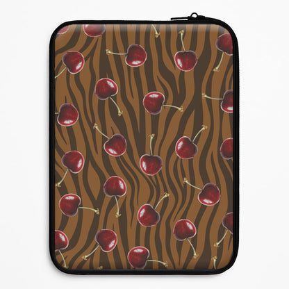 Animal Print With Cherries Pattern Laptop Sleeve