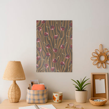 Animal Print With Cherries Pattern Art Print