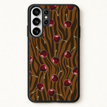 Animal Print With Cherries Pattern Phone Case for Galaxy S26 Ultra