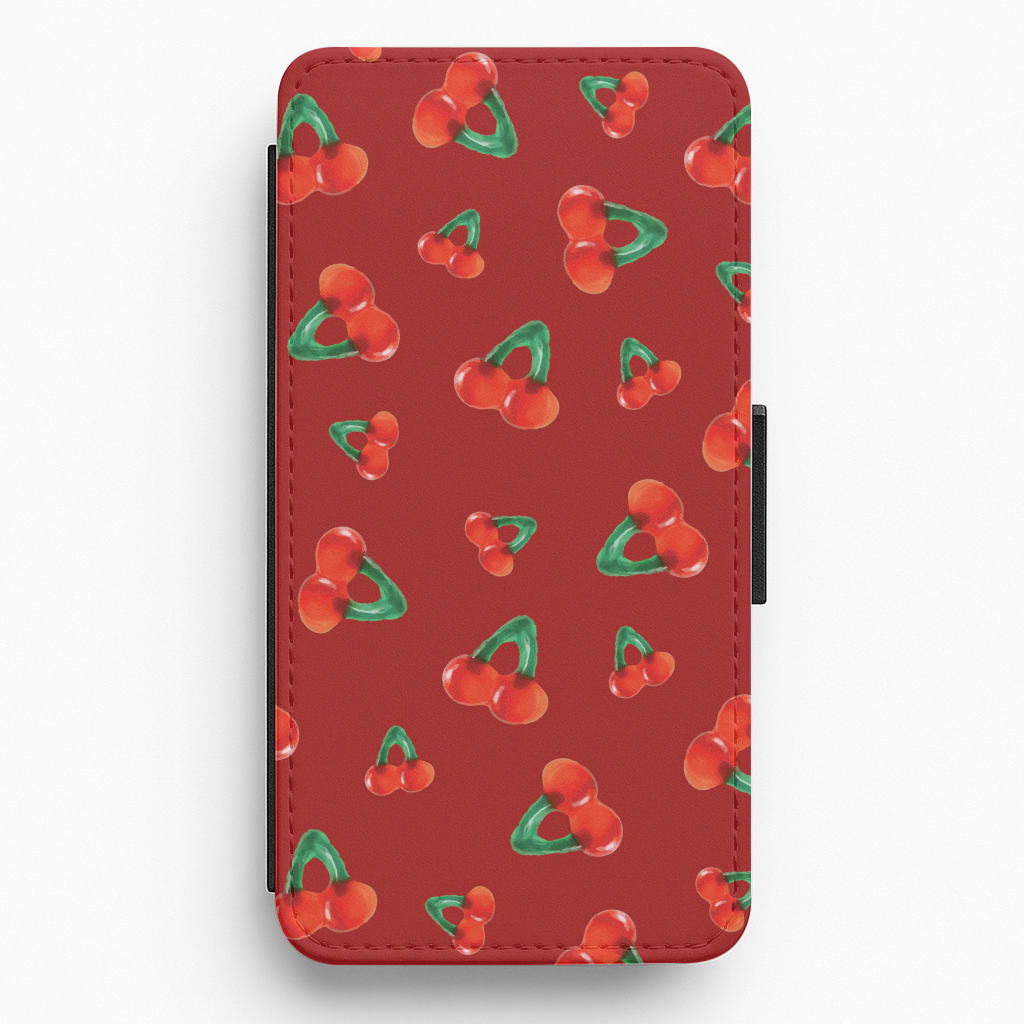 Gummy Cherries Pattern Flip / Wallet Phone Case
