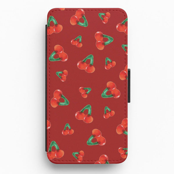 Gummy Cherries Pattern Flip / Wallet Phone Case