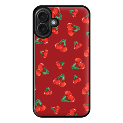 Gummy Cherries Pattern Phone Case for iPhone 16 Plus
