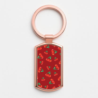 Gummy Cherries Pattern Rose Gold Keyring
