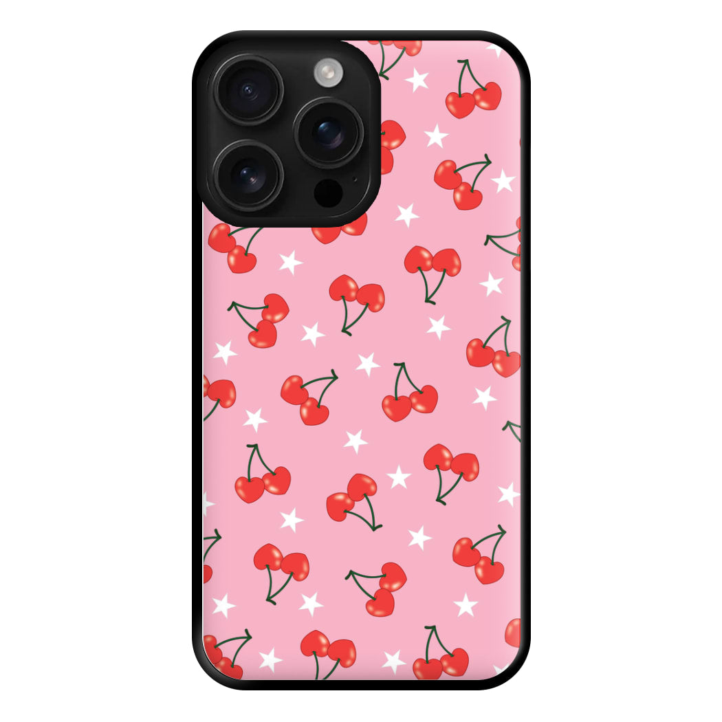 Heart Cherries And Stars Pattern Phone Case