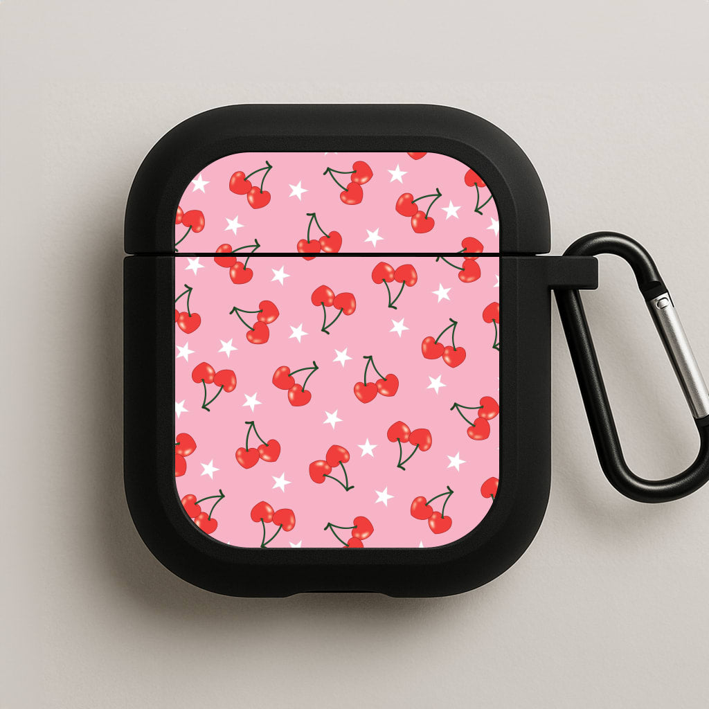 Heart Cherries And Stars Pattern AirPods Case