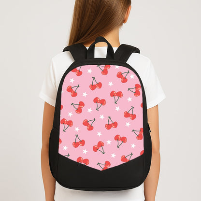 Heart Cherries And Stars Pattern Large School Bag