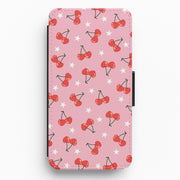 Heart Cherries And Stars Pattern Flip / Wallet Phone Case 1